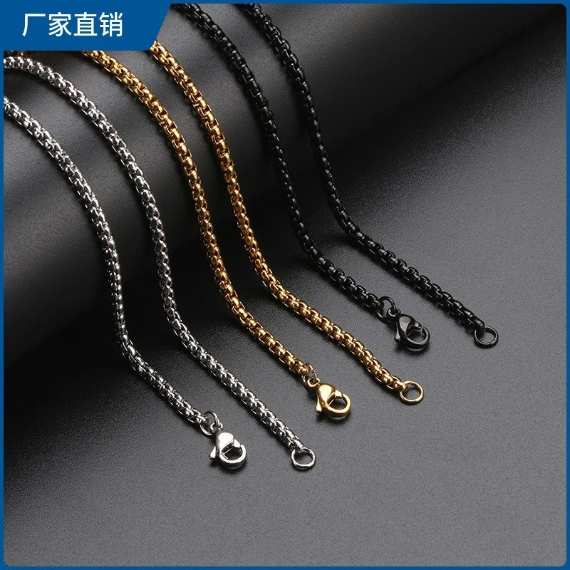 سلسلة اللؤلؤ من الفولاذ المقاوم للصدأ في S Necklace Hip Hop أكسسوارات زينات من الفولاذ التيتانيوم