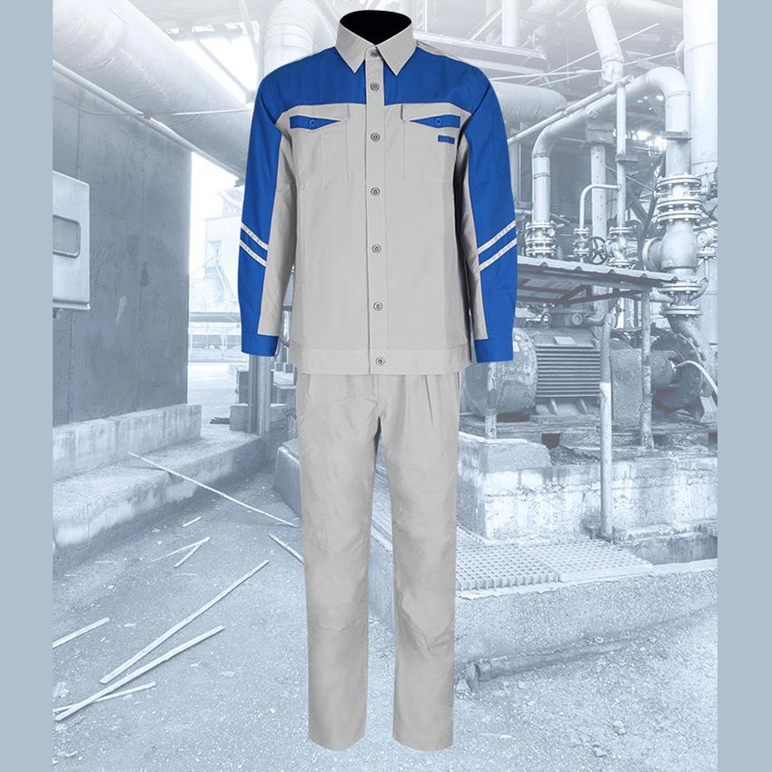 Vestuário de trabalho de segurança uniforme de vestuário antiestático reflector de chamas cinzento