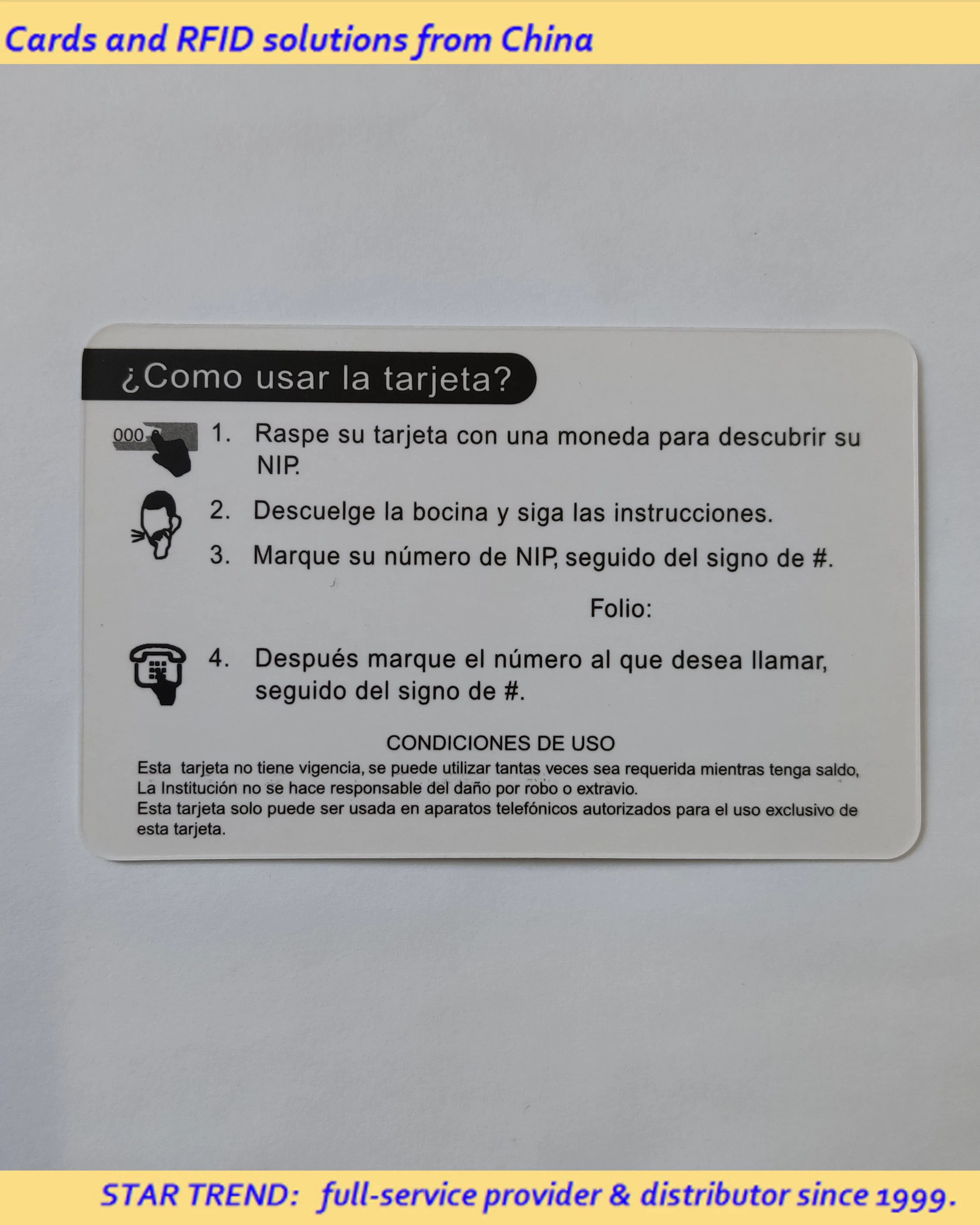 Tarjeta de papel/móvil de prepago tarjeta superior/ Rasque Tarjeta