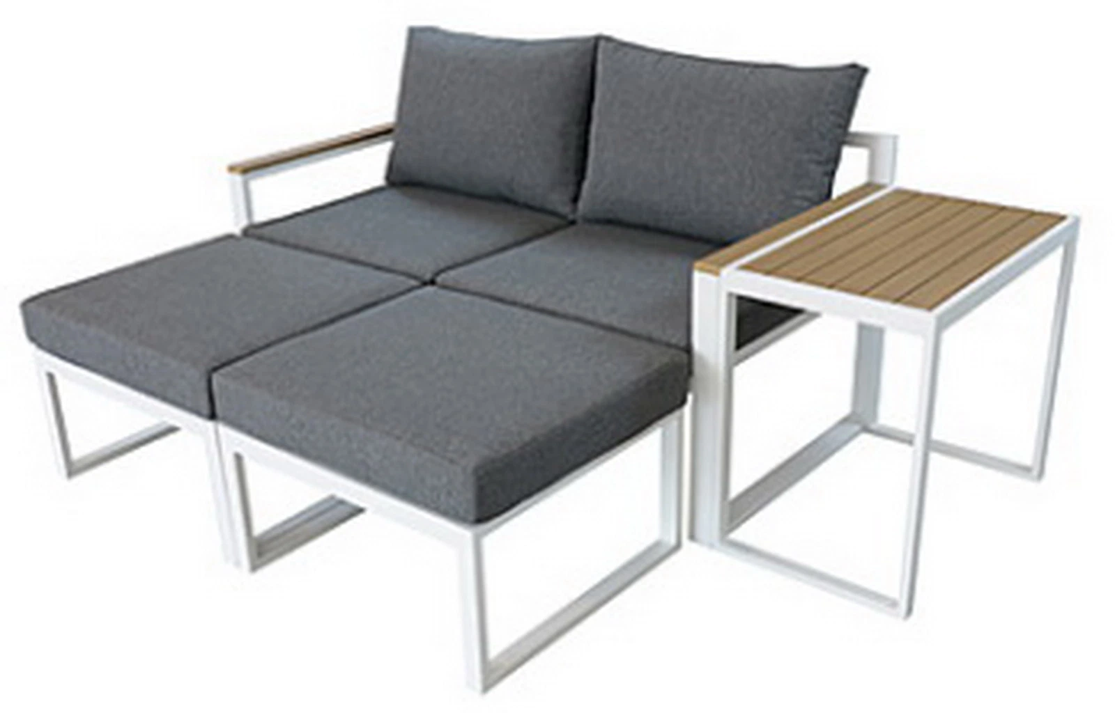 Outdoor Aluminium Poly Wood Furniture Pátio Conversition Sofá set for Duas pessoas