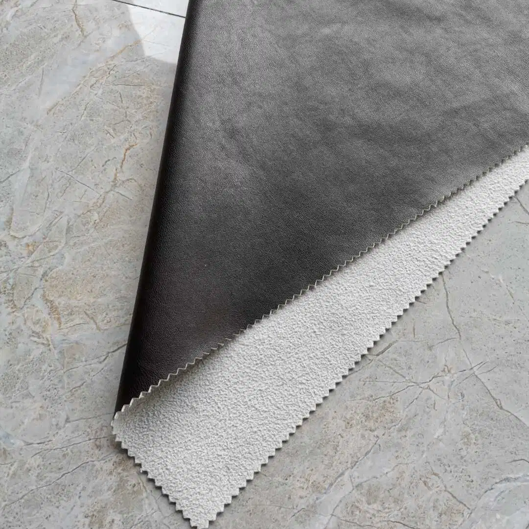 Imitation Microfiber Backing Synthetic PU Leather with Soft Hand-Feel for Sofa