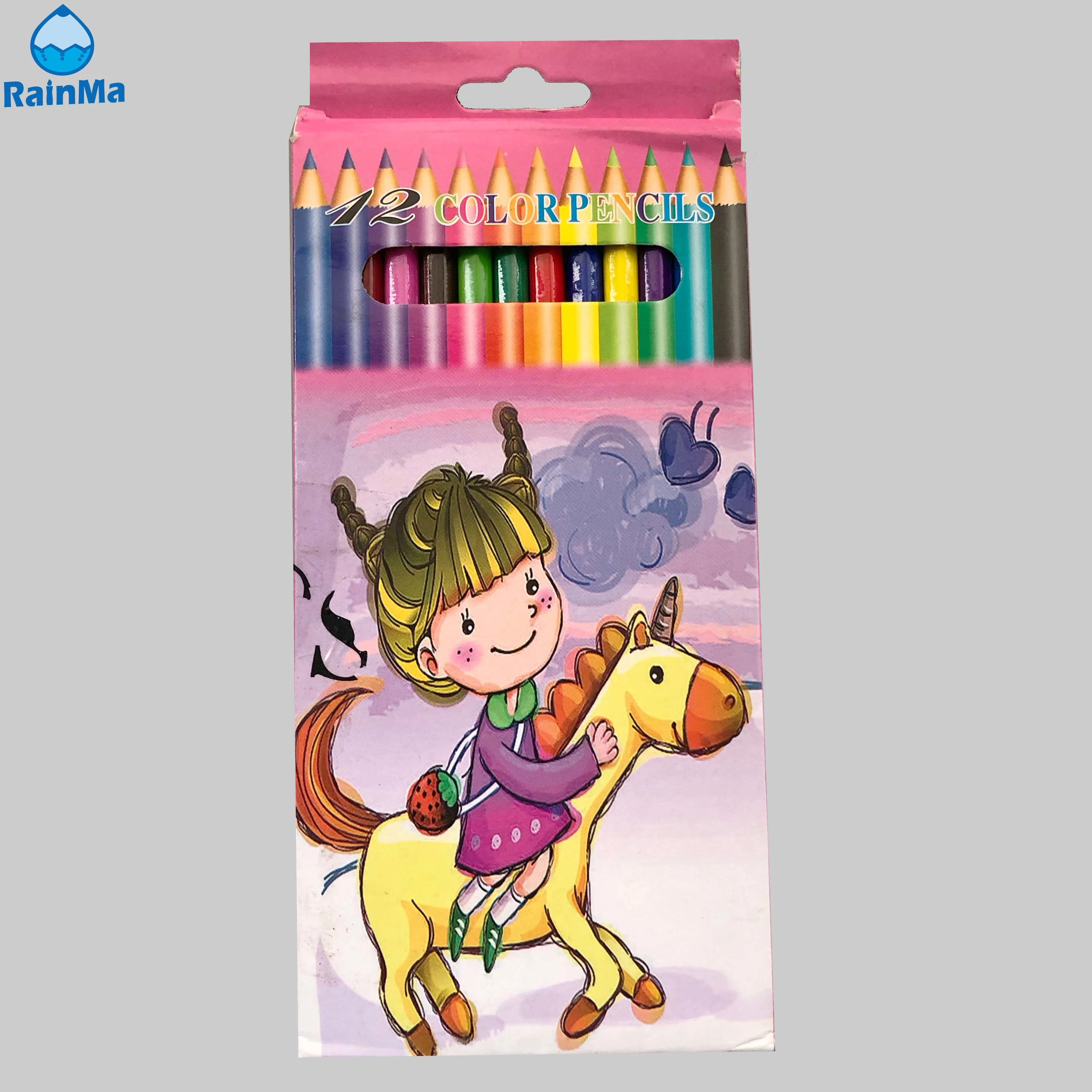 Ensemble de 12 crayons de couleur en bois pour enfants avec support de crayon personnalisé de taille.