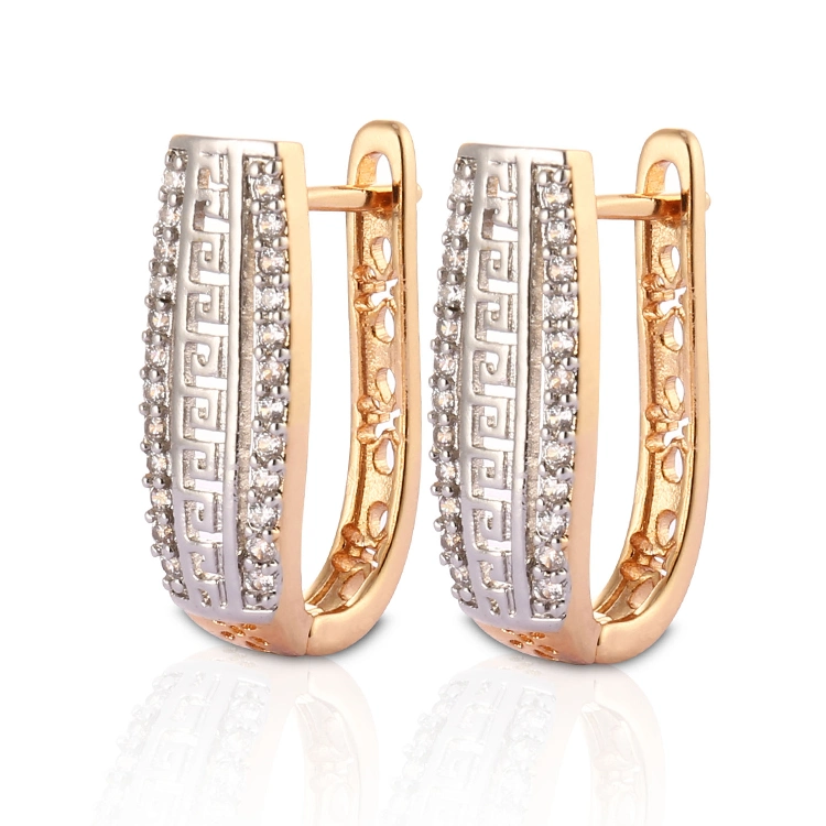 Fashion Women 18K Gold Silver Alloy Jewelry Hoop Stud Drop CZ Huggie Earrings with Crystal