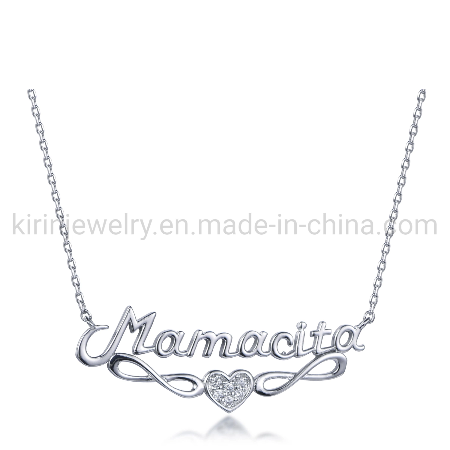 Perfektes Geschenk für Mama Collar De Mama Halskette Weißgold Mama Buchstabe Halskette Mama 925 Sterling Silber Name Paated Brief Halskette