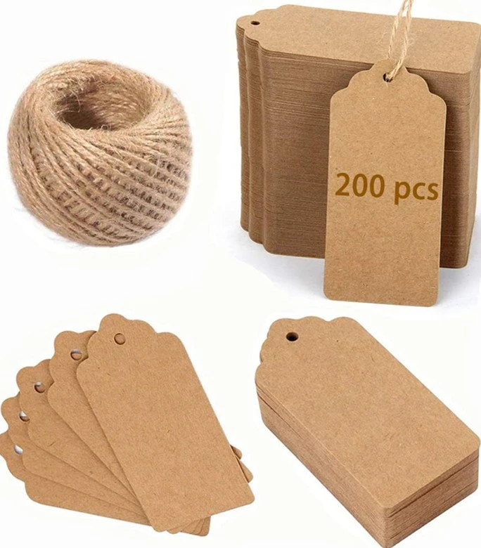 Étiquette cadeau en papier Kraft de qualité supérieure avec cordon de jute naturel