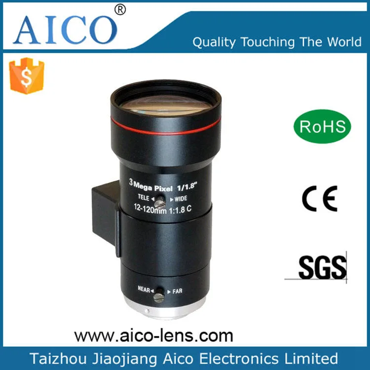 12mm -120 mm F1.8 3MP 12-120mm DC Auto Iris C Mount Manual Zoom Cmount Varifocal CCTV Lens for 1/1.8" Sensor Size