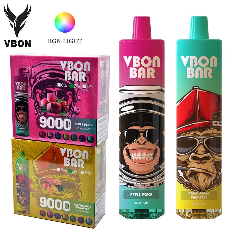 9000 Puffs RGB Vbon Bar desechable Pod Vaporizer malla en espiral E-cigarrillo VAPE