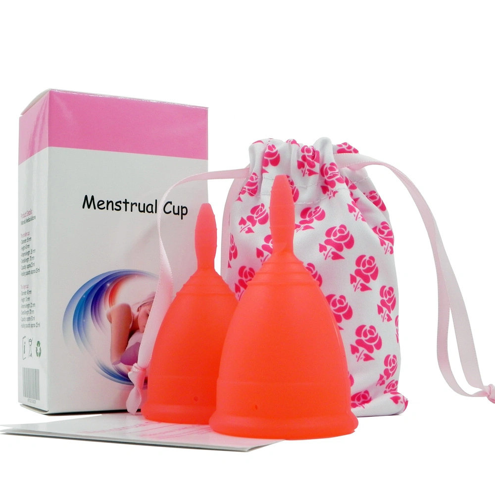 Ensemble de tasses en silicone menstruel avec boîte en papier et sac en tissu