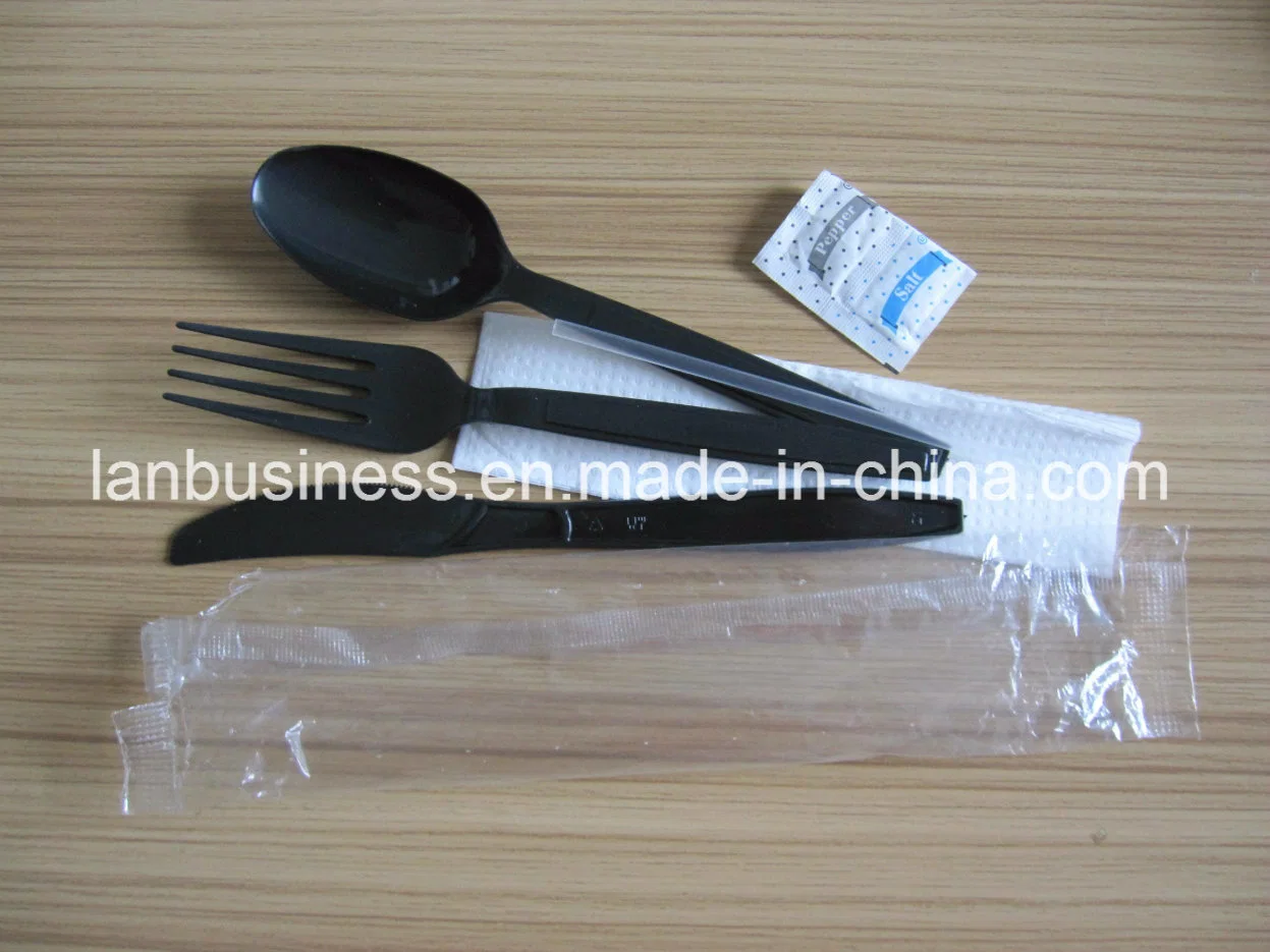 Individual Pack Plastic Cutlery Set with Spoon Fork Knife Napkin