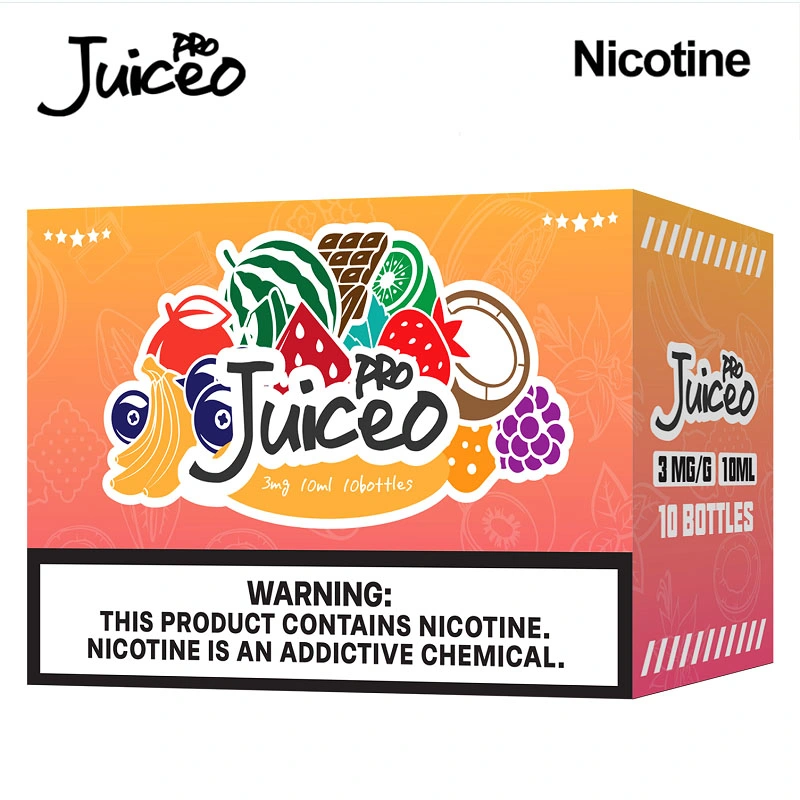 Juiceo pro Geschenkbox Set Nikotin Salz E-Liquid, 7: 4, 3mg, 10ml, fruchtschmeichelter E-Saft Großhandel/Lieferant, OEM &amp; ODM, überwältigend Süße Saft