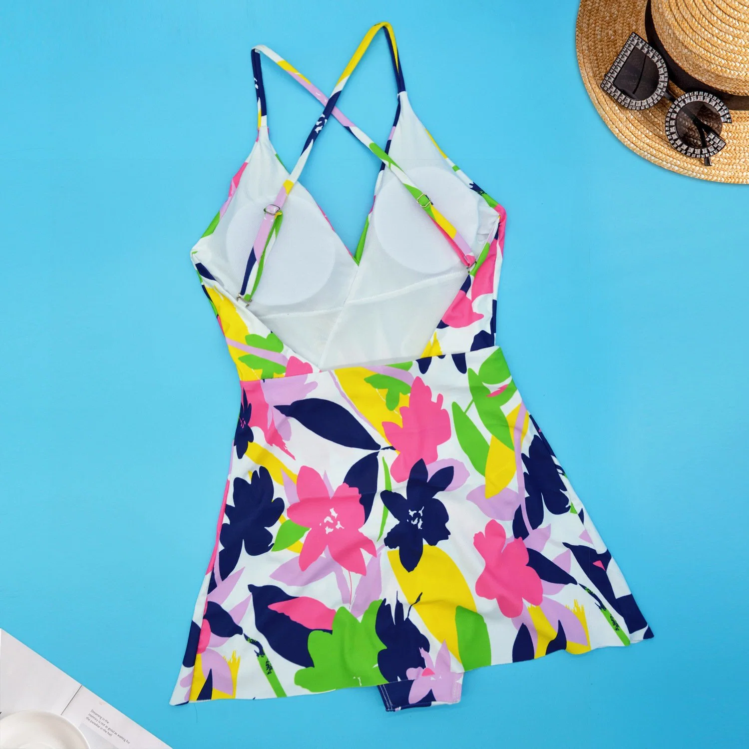 Women Slimming Bathing Suit Printed One Piece Swimwear V Neck Beach Wear