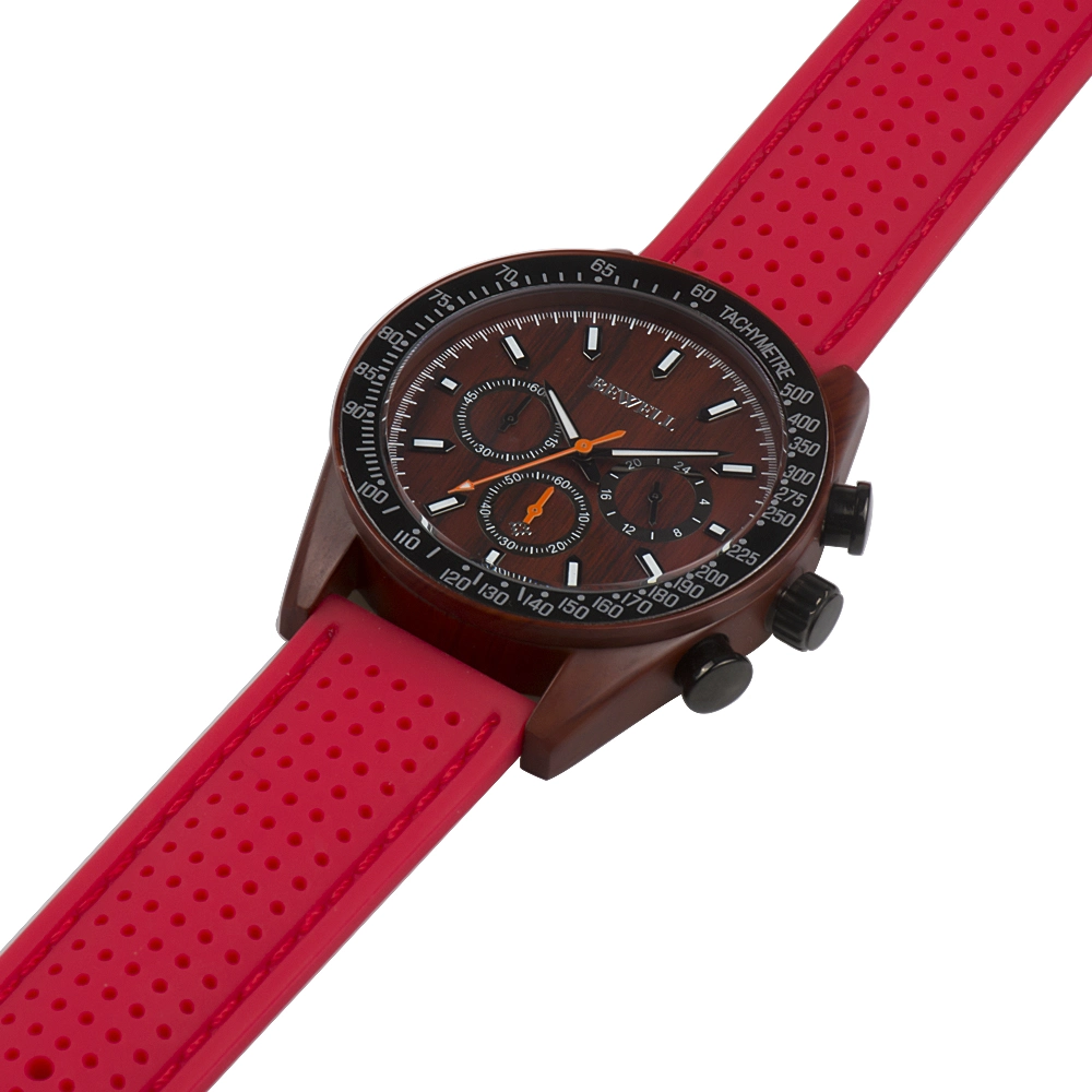 Chronographenwerk Wasserdichte Rote Sandelholz Silizium Armband Aus Holz Uhr