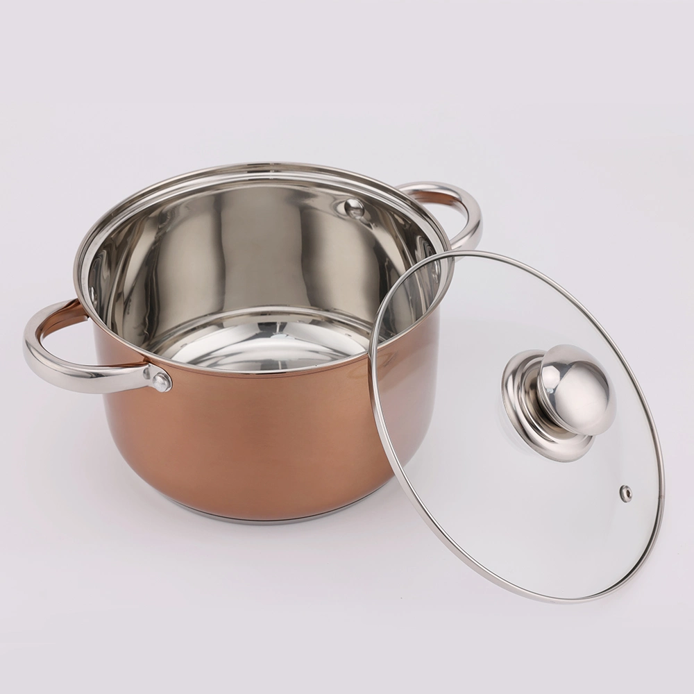 Five Different Color Stainless Steel Cooking Pot Suitable for All Stovetops