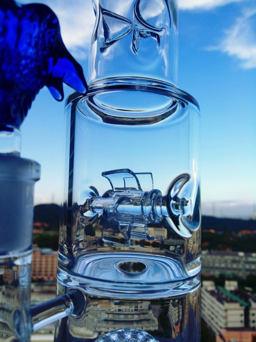 Blue Glass Smoking Water Pipes Birdcage Percolater Glass Smoking Pipes