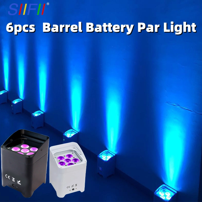 Wholesale 6X18W PAR Light LED Battery Stage Wireless DMX Uplight Lighting Flat Mini Wedding Powered Power Rgbaw UV DJ Lights
