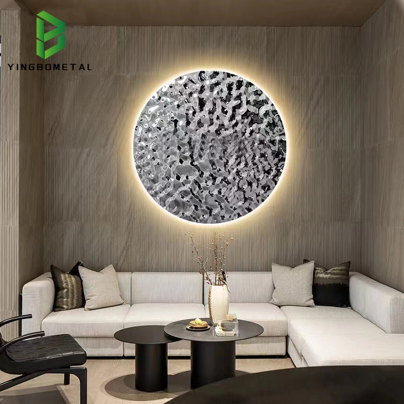 Hotel Wallboard Abstract Water Sculpture Indoor Modern Luxury Stainless Steel Wall Decor