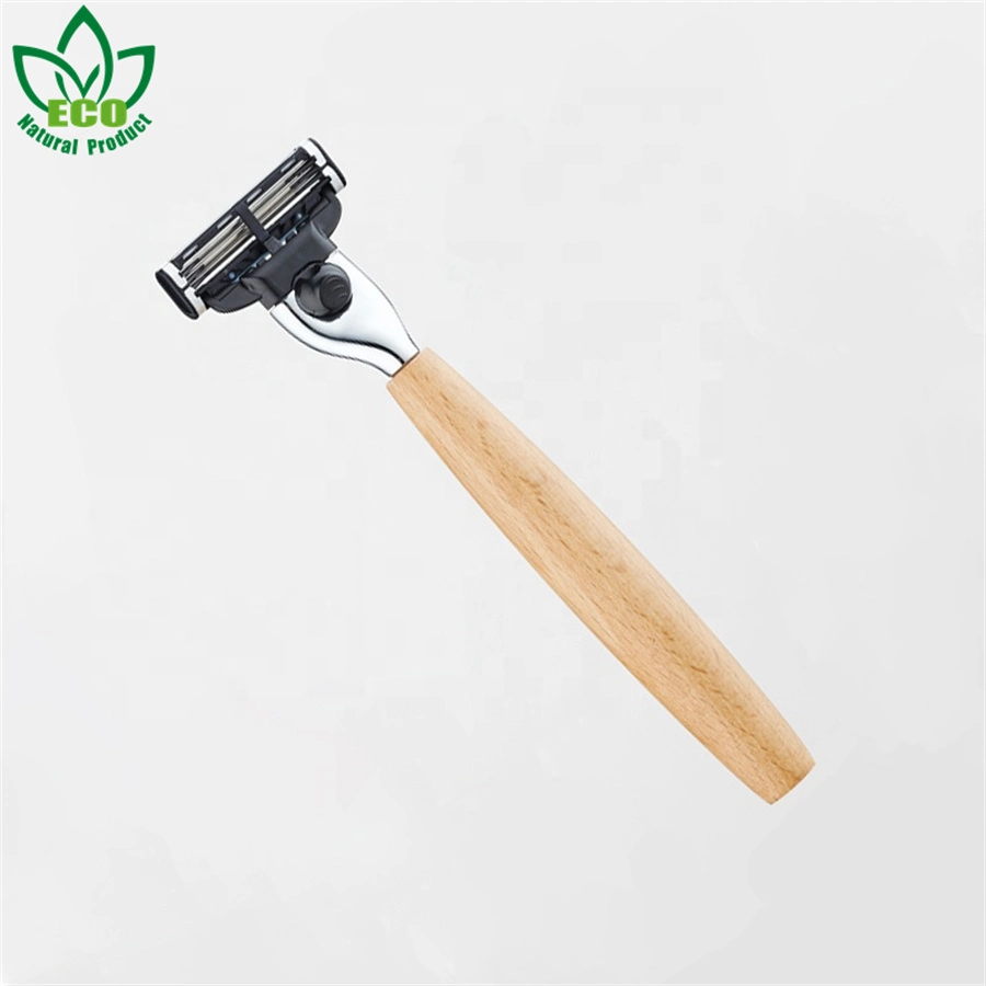 Custom Logo Accept 3 German Imported Blade Feature Razor Biodegradable Wood Razor Bamboo Wood Razor Shaving