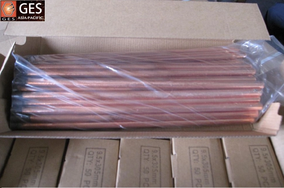 Copper Coated Gouging Carbon Electrode, Pointed DC, Dia12.7X305mm