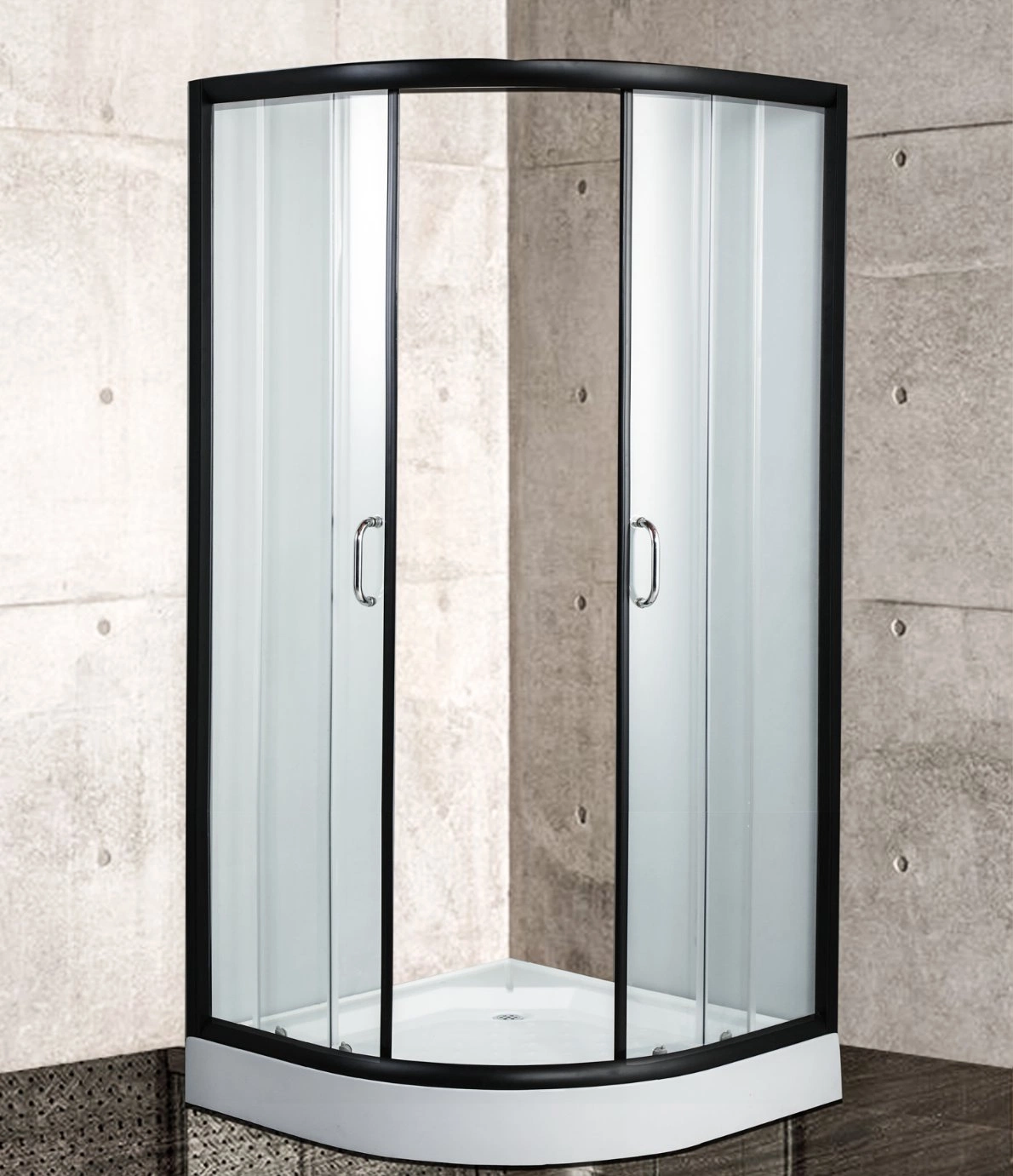 Double Sliding Black Aluminium Profile Framed Shower Box