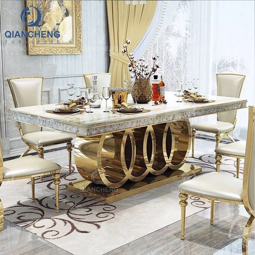 Chinese Manufacturer Silver Stainless Steel Interior Design Home Furniture Italian Dining Table