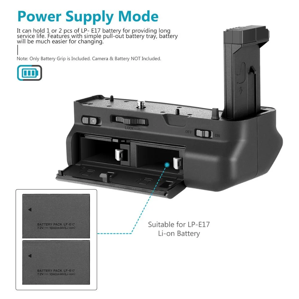 Sujeción vertical de la batería Neewer con soporte de batería compatible con EOS Cámara DSLR RP