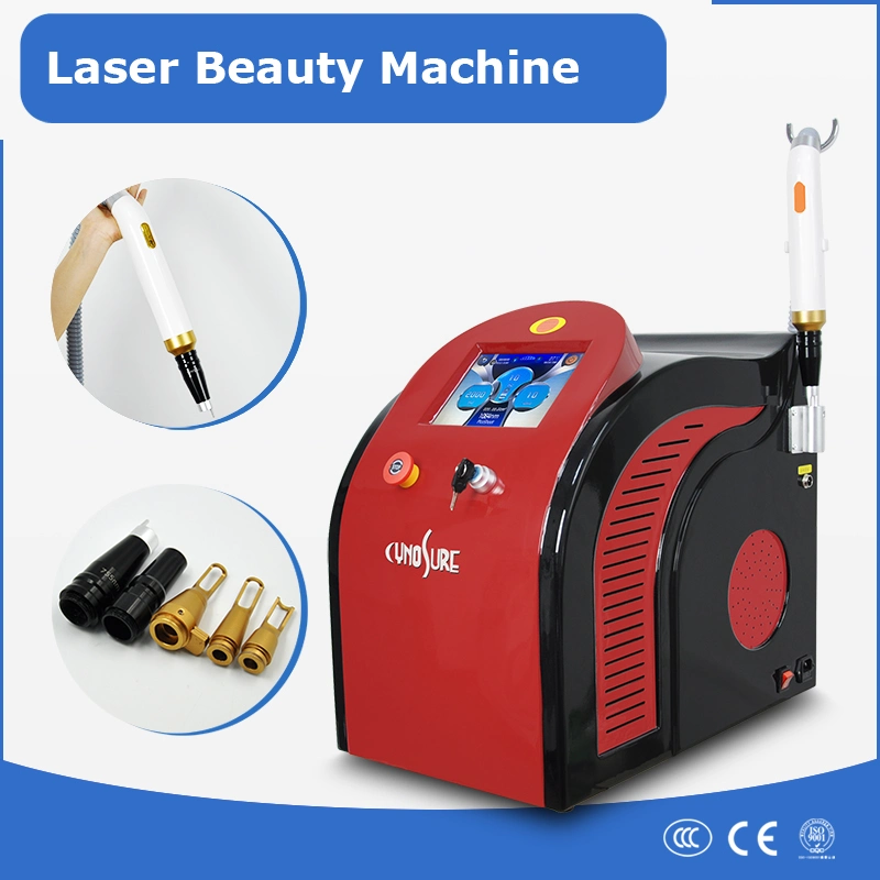 Rote Farbe Portable Picosur Pico Tattoo Entfernung Laser 1064nm 532nm 755nm Tipps