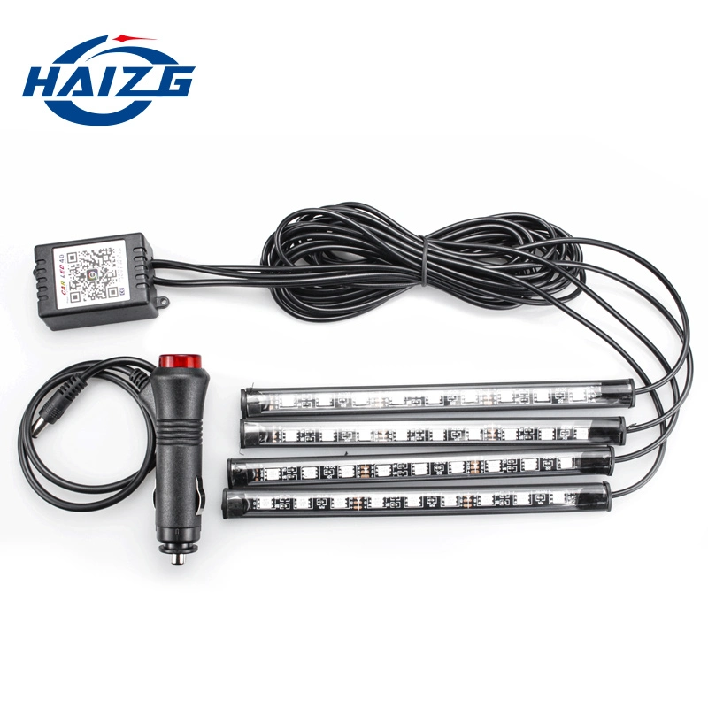 Haizg RGB LED Decoration Light for Car Interior Foot Pad Light LED Strips RGB Car LED Atmosphere 12LED Light