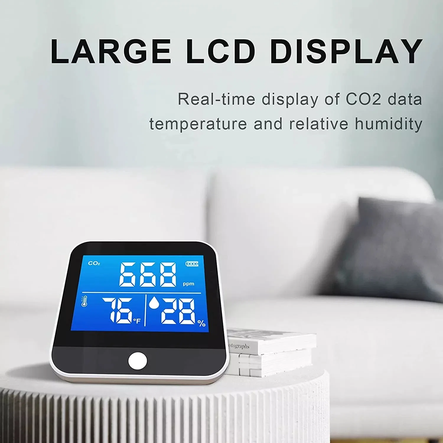 Mini Carbon Dioxide Meter with Alarm Function Ndir Sensor Rechargeable CO2 Temperature and Humidity Detector