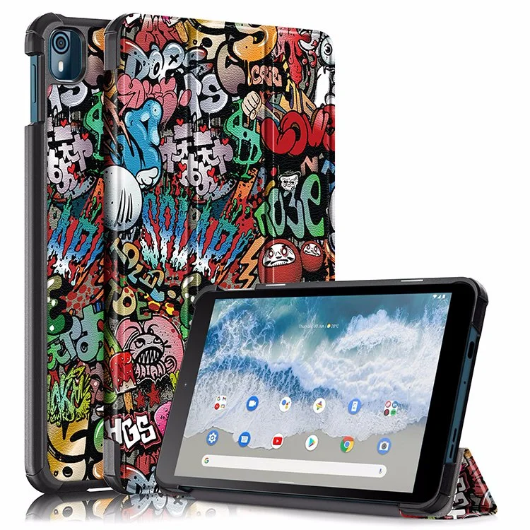 Shockproof Custom Printing PU Leather Folio Stand Tablet Case for Nokia T10 8 Inch 2022