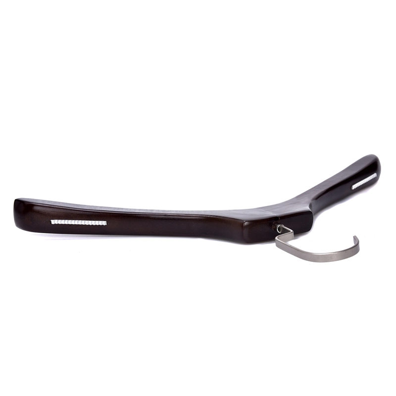 Black Colored Wooden Coat Hanger with Non Slip Shoulder