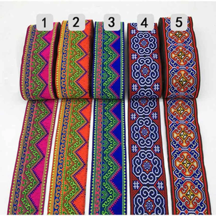 Coomamuu 5cm Webbing Spitzenbesatz 5cm Ethnische Stickerei Gewebtes Band Chinesischer Stil W Oven Tape Blume Vorhang Spitze für DIY Accessoires Für Kleidersäcke