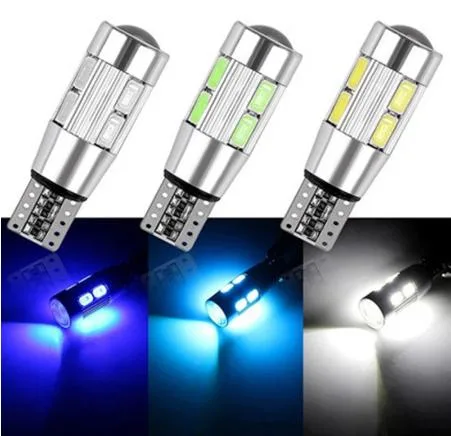 Raych 2PCS T10 10SMD 5630 Canbus Error Free LED Projector Lens Auto Clearance Light W5w 501 10SMD 5630 LED Parking Bulb