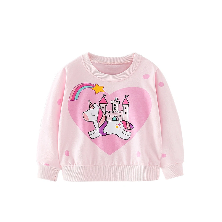 New Product Pure Cotton Girl Sweater Cartoon Printed Hoodie Children's Long-Sleeved Top Baby Clothes
