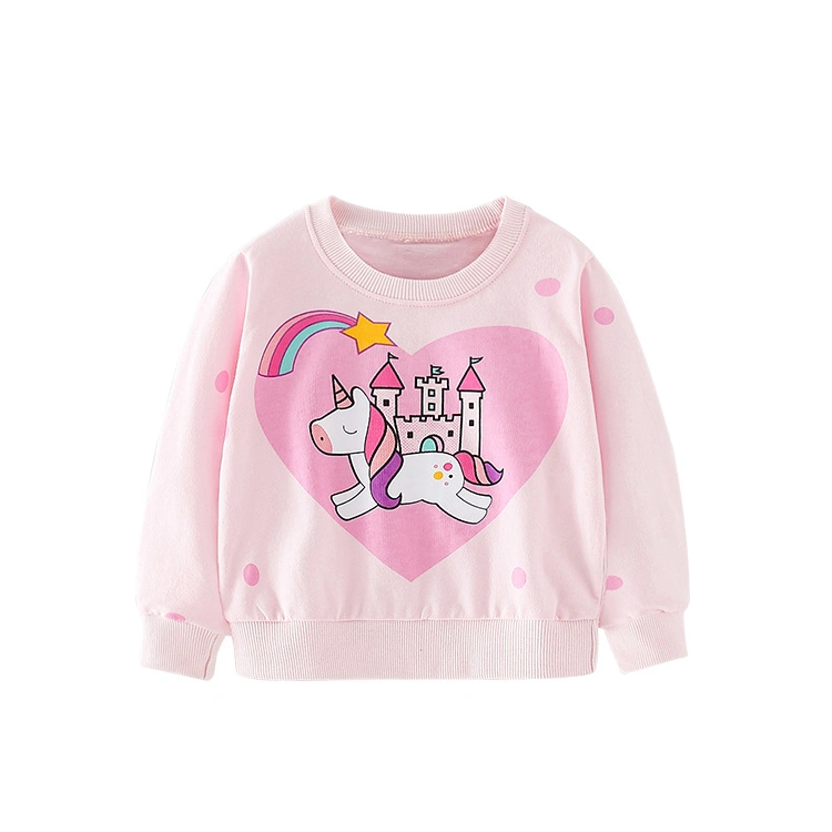 Nouveau produit chandail 100 % coton à imprimé dessin animé pour fille, sweat à capuche pour enfant Vêtements à manches longues pour bébés