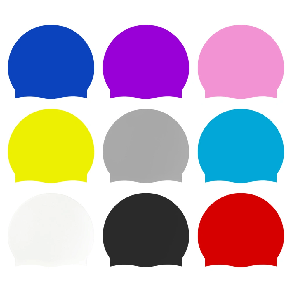 Silicone Swim Pool Hat Elastic Swimming Bath Caps Ear Hair Protection Waterproof Solid Color Swimming Accessories