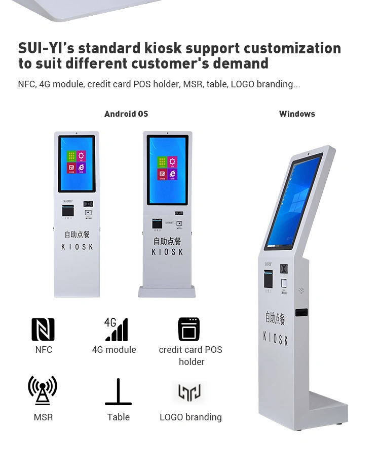 24 Inch Self Service Information POS Ordering Queuing up Kiosk Terminal