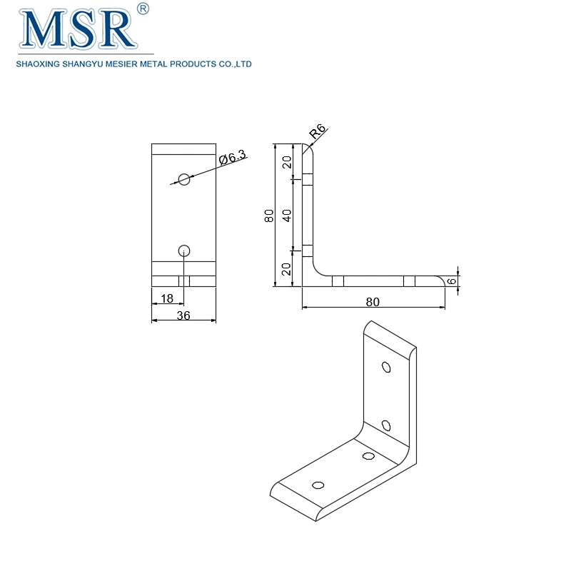 China Supplier 4 Hole Standard Transition 40 Inside Corner Bracket for Aluminium Profile