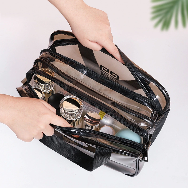 PVC Cosmetic Bag Waterproof Clear Transparent Vinyl Plastic EVA Zipper Toiletry Pouch Makeup Toiletry Storage Purse Gift Packaging Travel Bath Washing Bag