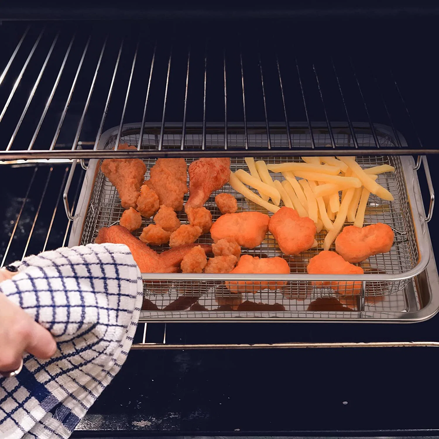 Filtro rectangular Acero inoxidable malla Baking Basket Colander de frutas vegetales Filtro