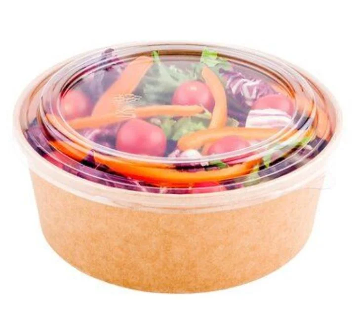 500ml 16oz papel de comida rápida de caja de ensalada Kraft ecológico Impresión personalizada de la taza del almuerzo