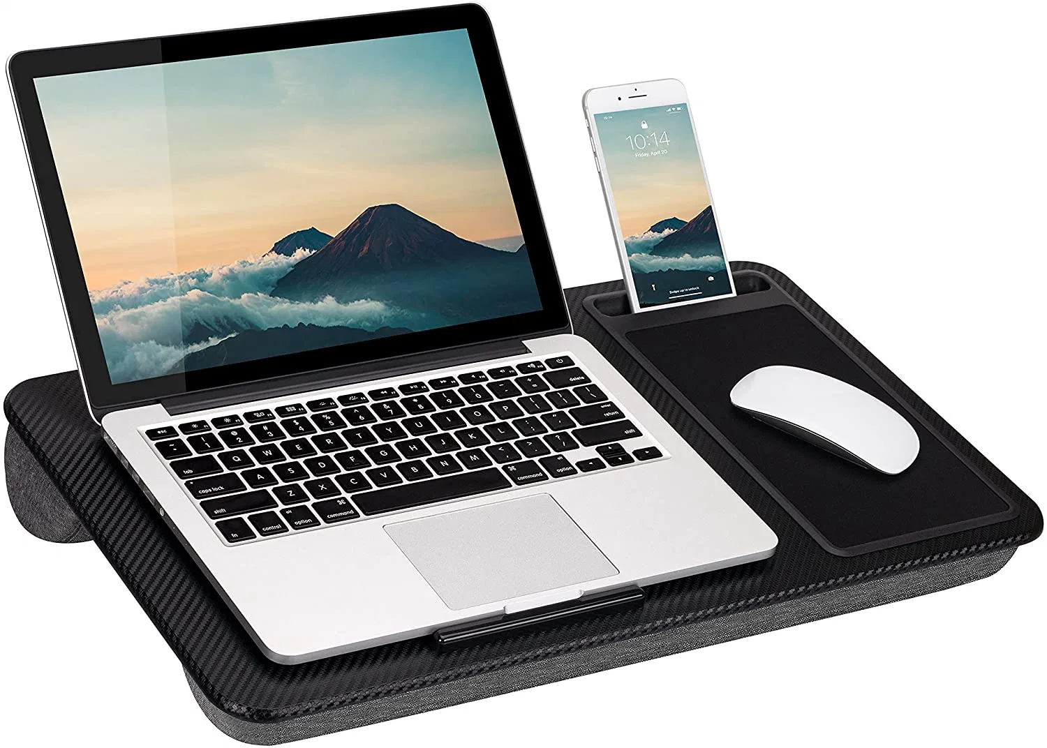 Домашний офис Lap Desk с выступом для устройства, мышью и держателем телефона - черный углерод - подходит для ноутбуков с диагональю до 15.6 дюймов