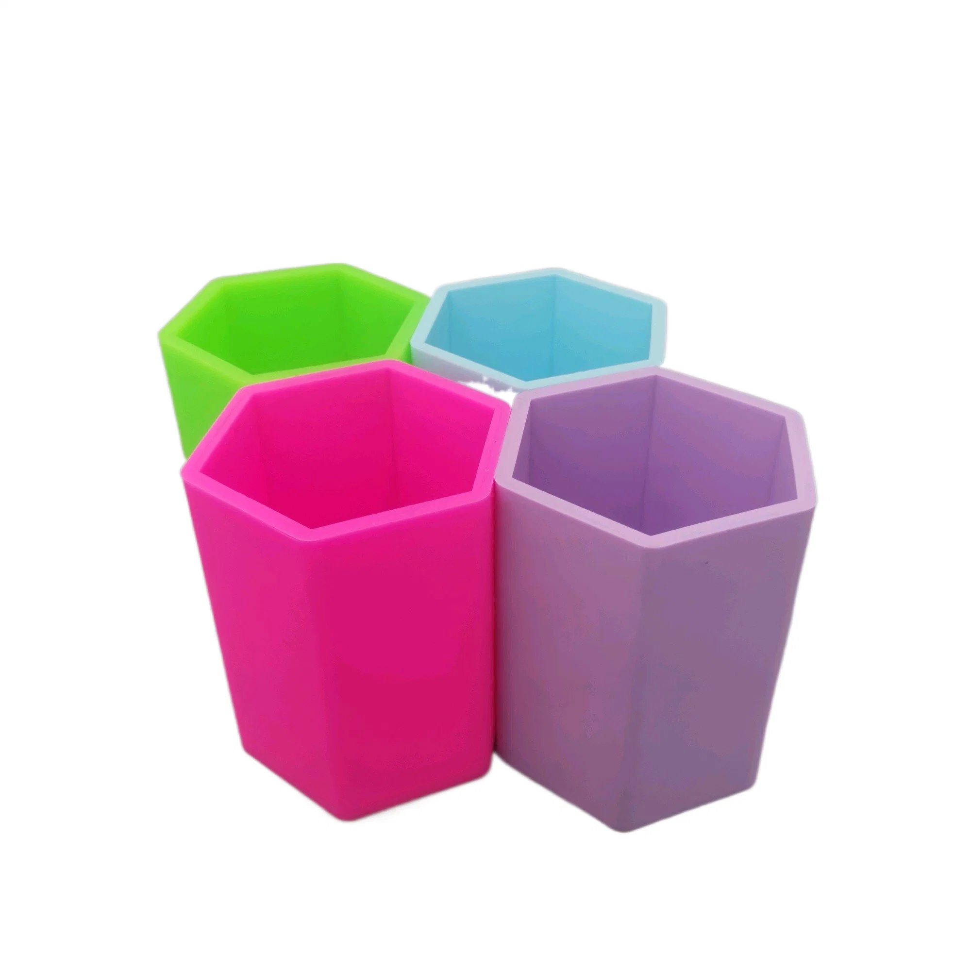 Silicon Macaron Hexagon Pen Container