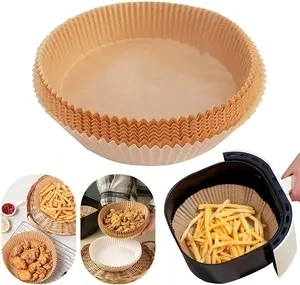 Papier de doublure jetable Air Fryer, chemises rondes de 6.3 pouces pour Air Fryer, papier parchemin antiadhésif