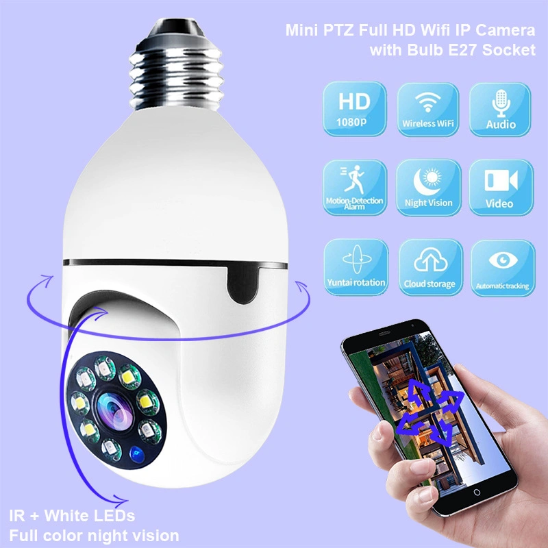 Smart Home 2.4G E27 Bulb WiFi Surveillance Camera HD Night Security Video Surveillance Supprt Two Way Audio Mobile Motion