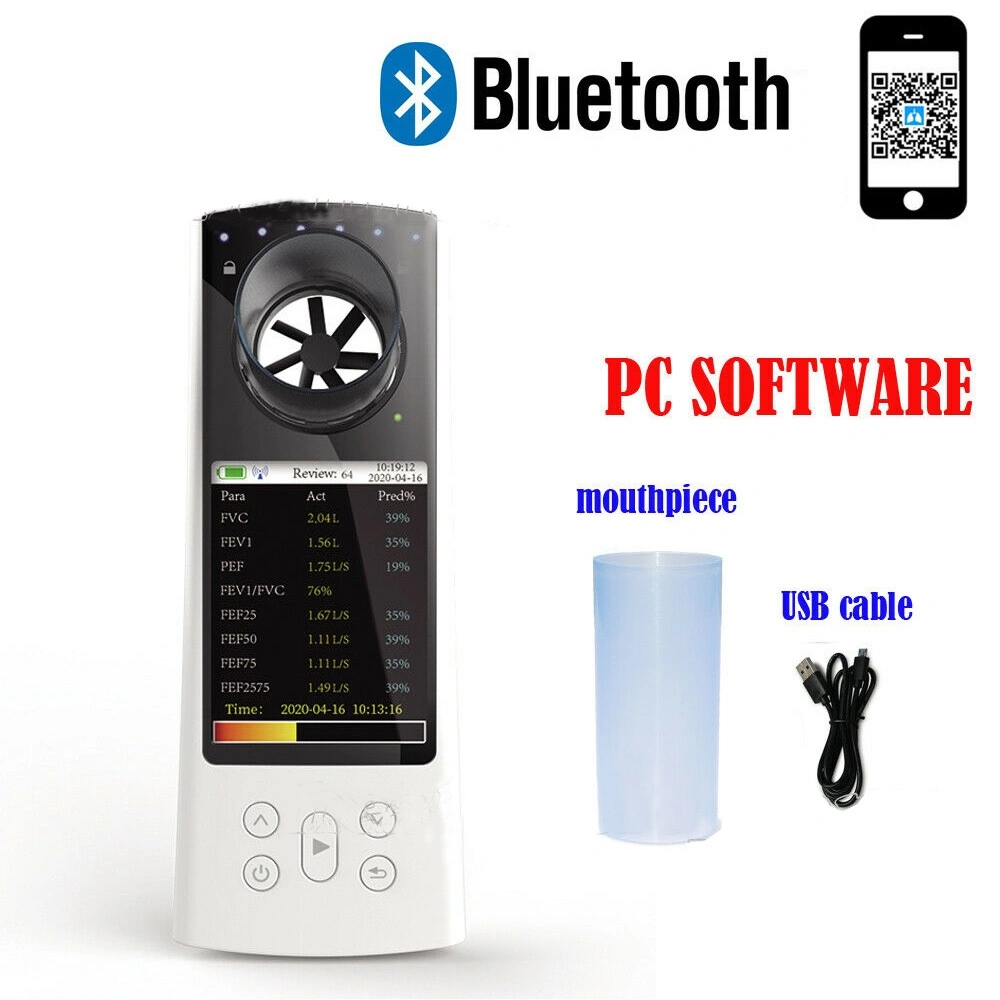 High Accuracy Lung Breathing Diagnostic Pulmonary Function Device Mouthpiece Digital Spirometer