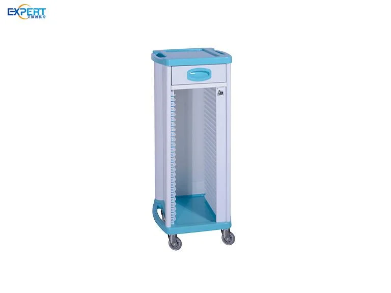 Hospital Medical Mobile Plastic Double Rows Record Clip Cart Stainless Steel Medical Record Trolley