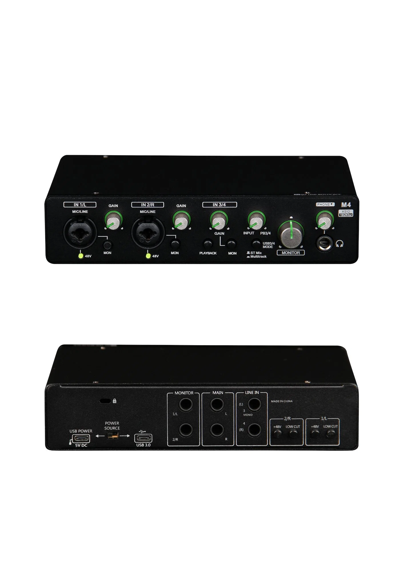 Hot-Sale m2. M4 Soundkarte Audio Interface 192kHz 24bit Professional Recording Support ASIO