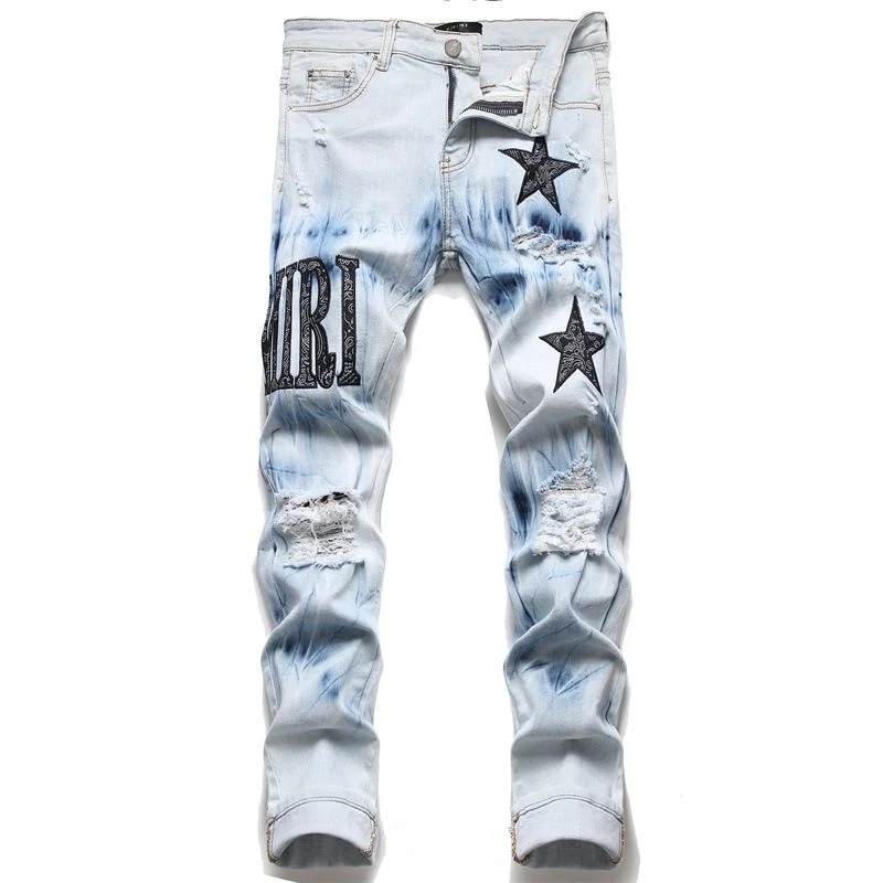 Best Quality Fashion Denim Garment Vintage Painted Custom Slim Denim Jeans Mens