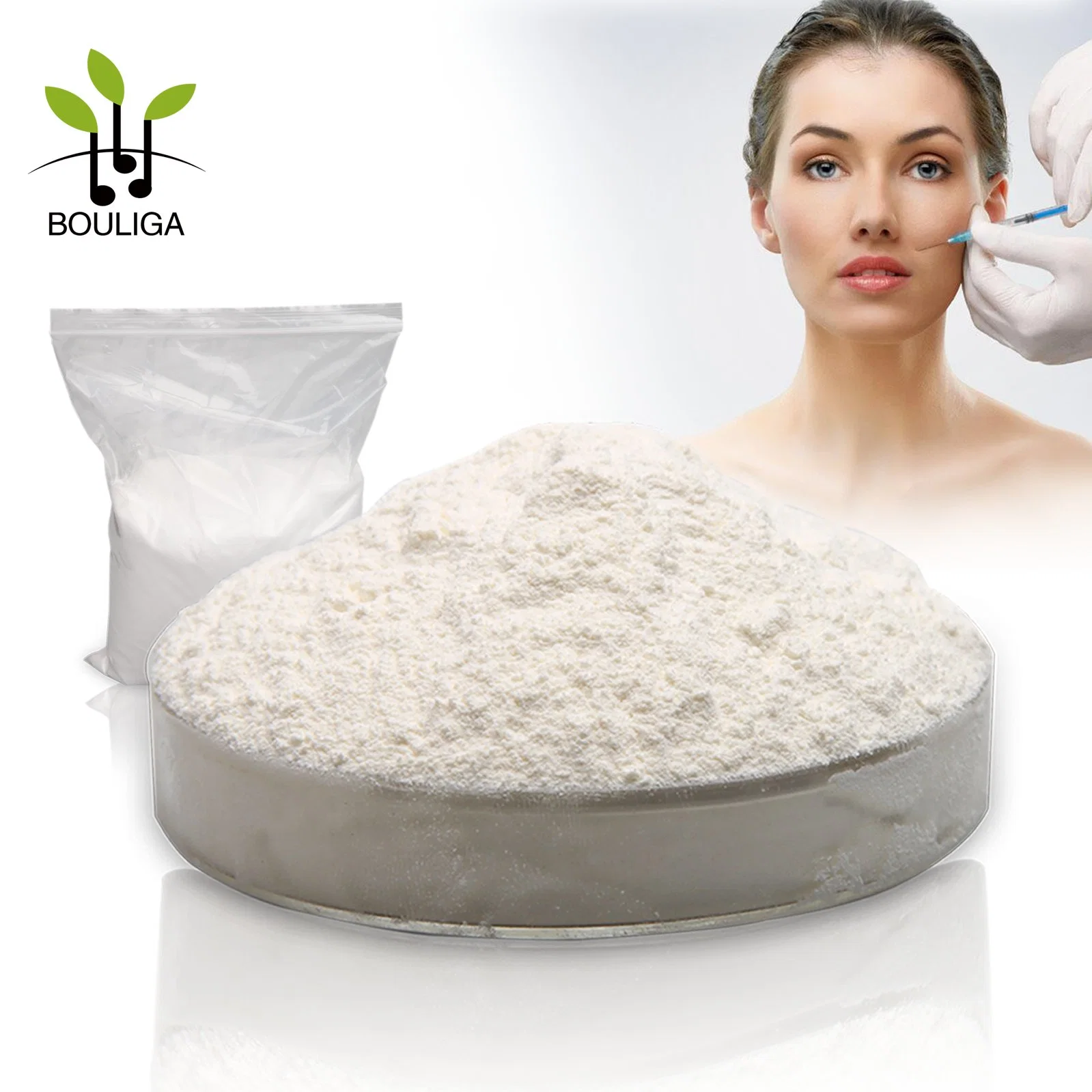 Bouliga High quality/High cost performance Cosmetic Raw Material Sodium Hyaluronate Pure Powder 99% Purity