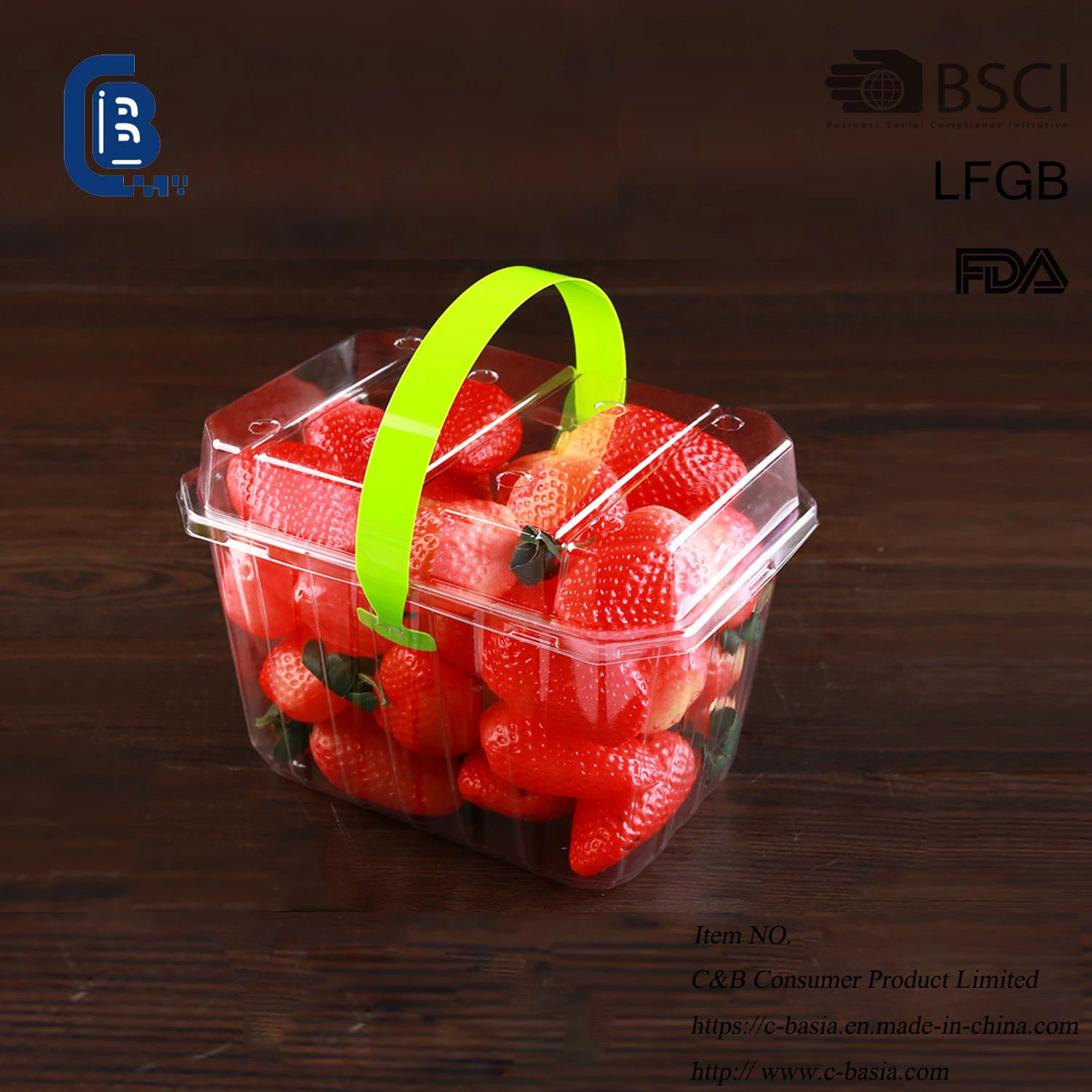 Disposable Fruit Box, Salad Sandwich Vegetable Take out Fruit Containers with Hand, Customizable